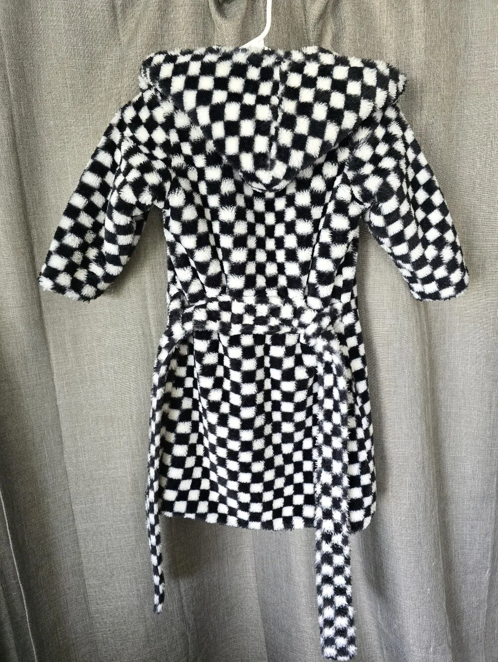 Minky Couture Robe Kids 4-8 Pink White Thick Ultra Plush Checkered Blanket Warm